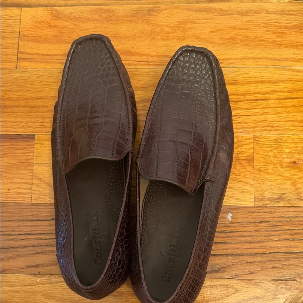 Cole Haan Men's Croc-Embossed Dark Brown Loafers